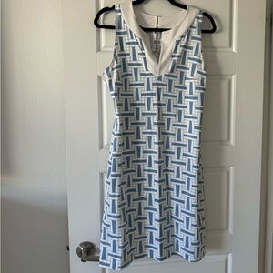 Britt Nautical Blue And White Geometric Dress Size S Small